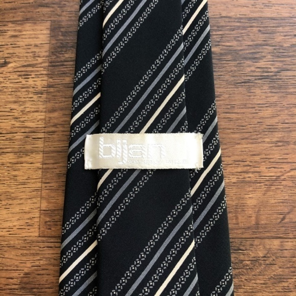 Bijan Black Striped Tie